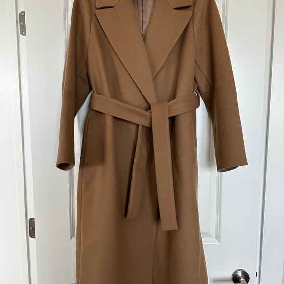 Women's Belted Wool Coat (80% wool) size L-XL, color Caramel - Picture 2 of 13